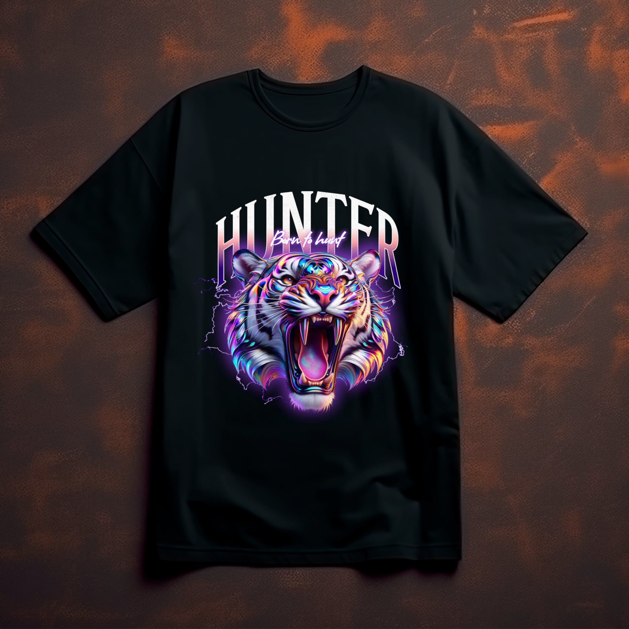 Hunter Born to Hunt Neon Tiger Tee